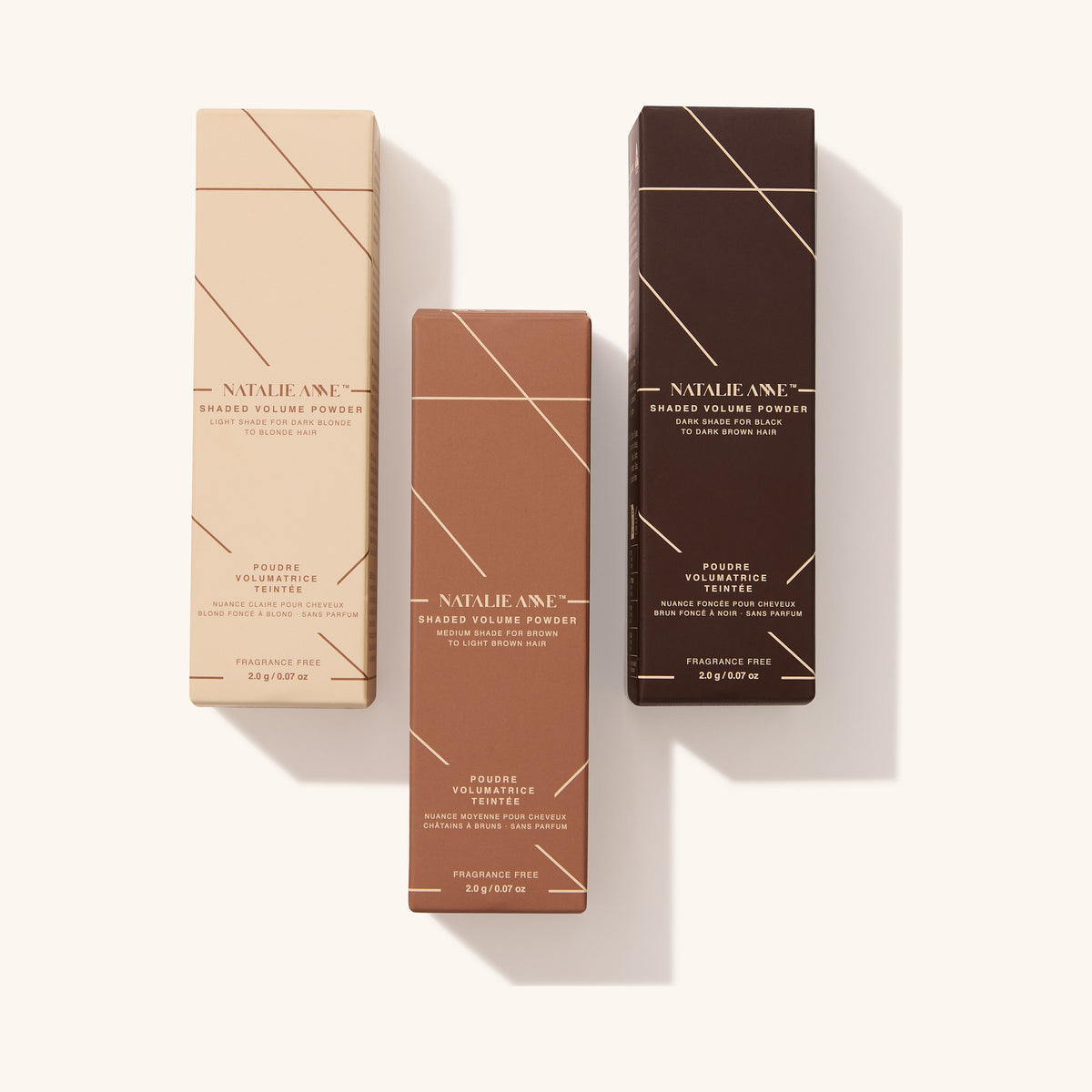 Shaded Volume Powder range — three shades boxed