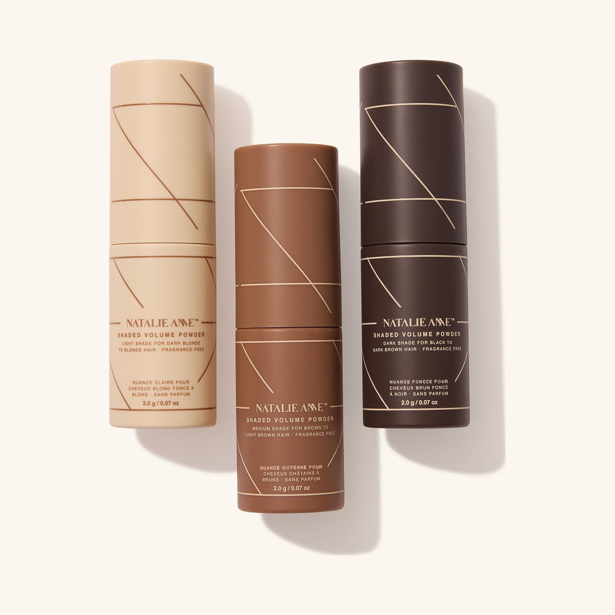 Natalie Anne Shaded Volume Powder in all three shades — Light, Medium and Dark