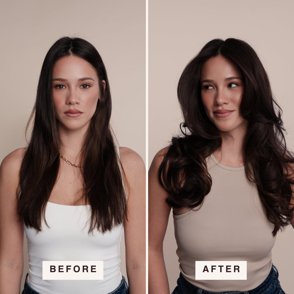 Before and after: root volume on brunette hair — Shaded Volume Powder in Medium