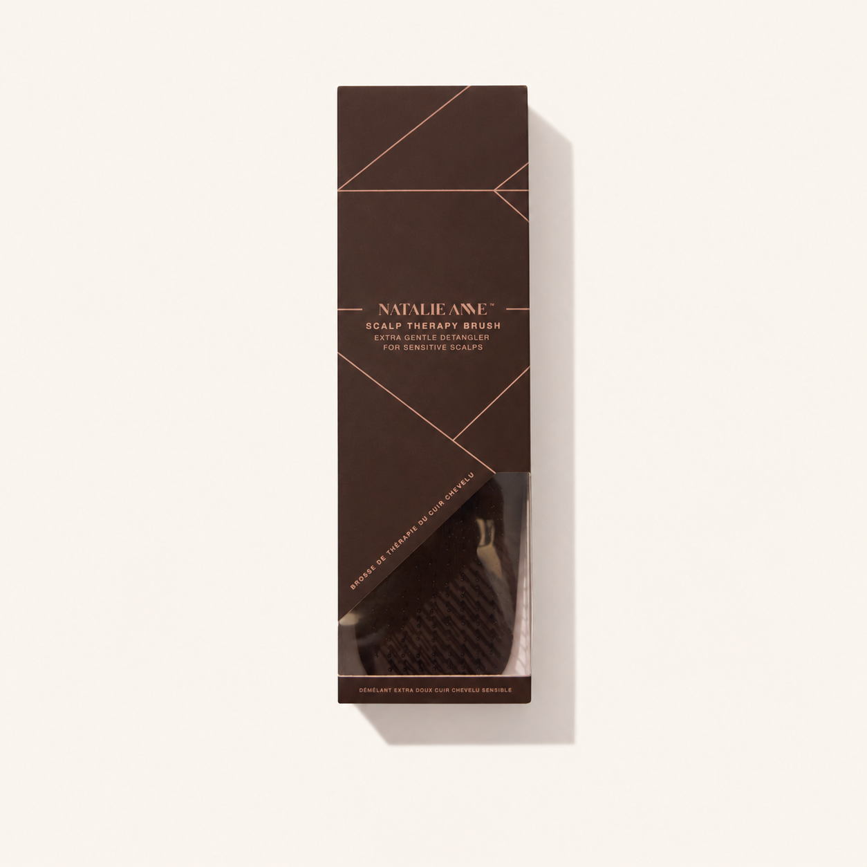 Scalp Therapy Brush in espresso, showing the seamless cushion-free body and nylon pins