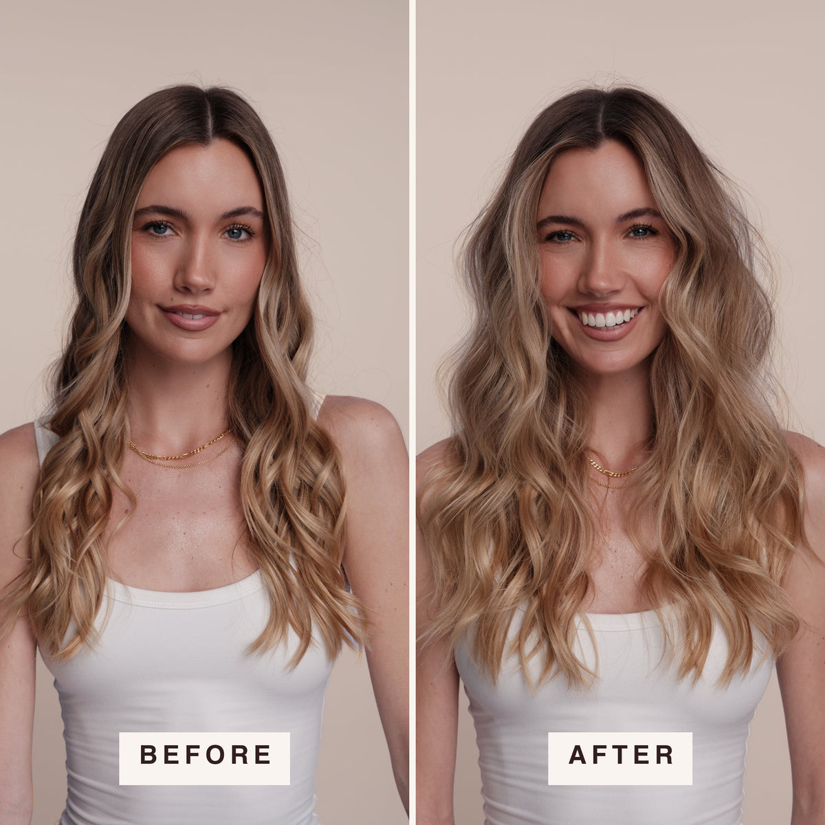 Before and after: root volume on blonde hair — Shaded Volume Powder in Light