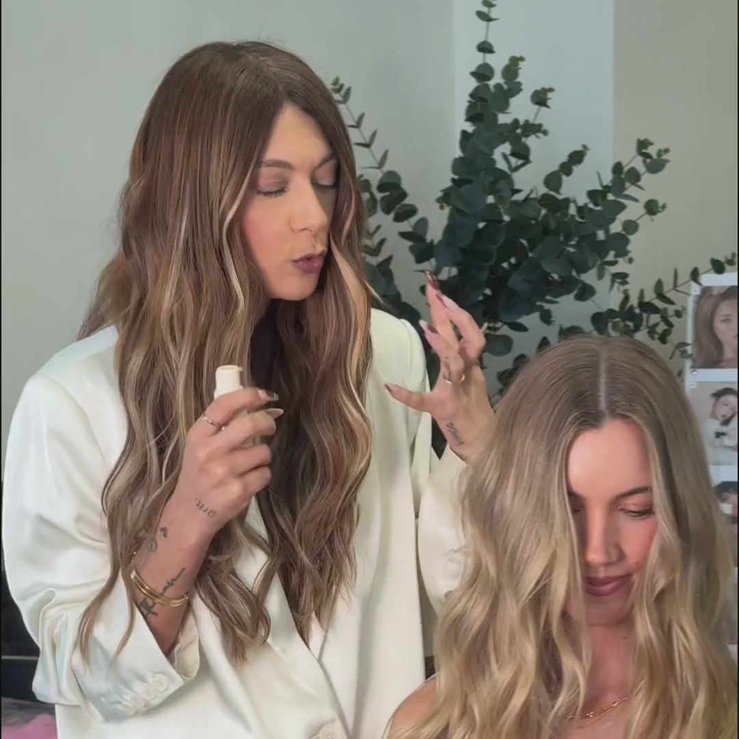Natalie applying Shaded Volume Powder in Light to blonde hair — full demo